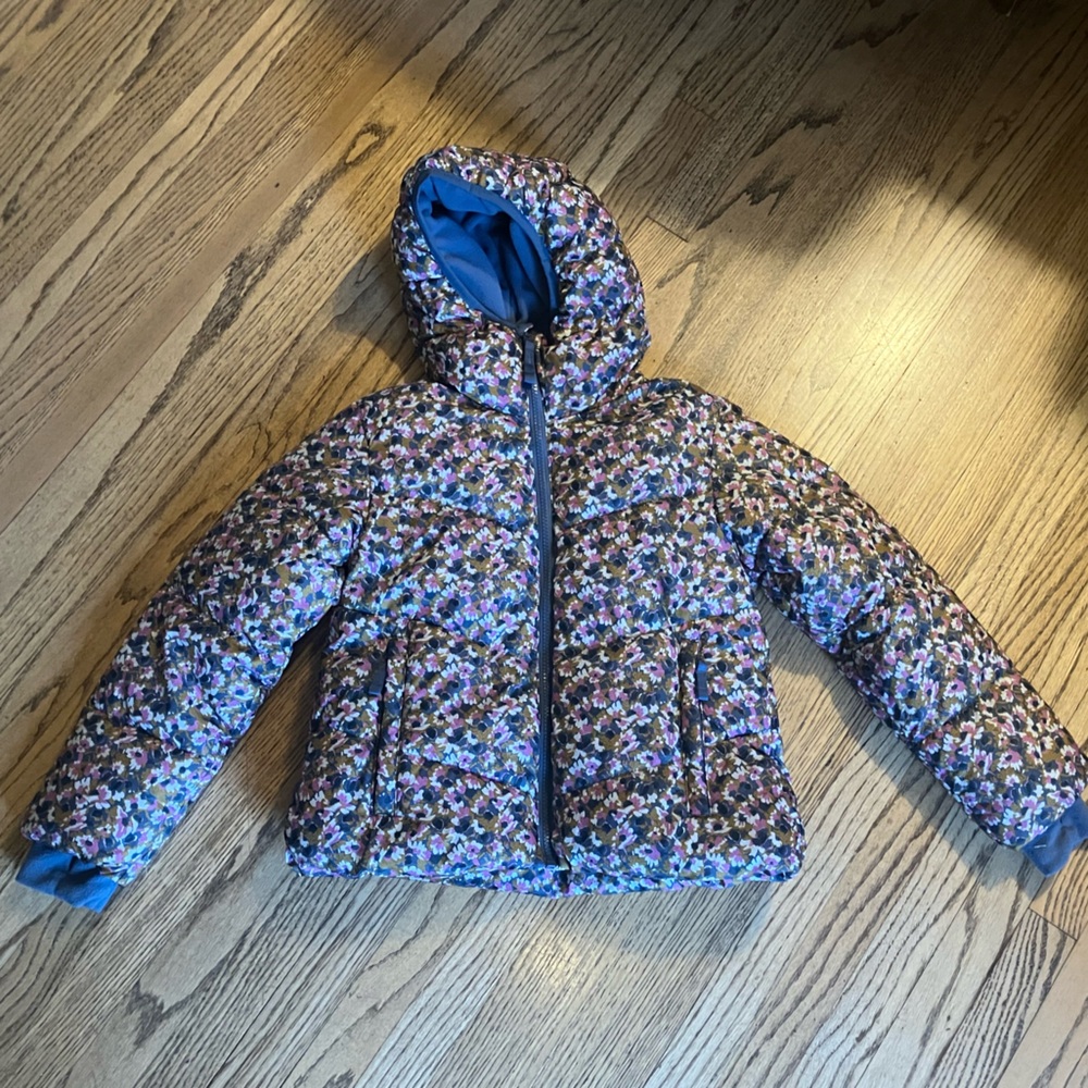All in Motion Kids Floral Puffer Jacket - Blue and Purple